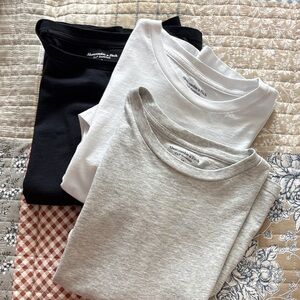 Abercrombie & Fitch Classic Tee Trio - Black, White, Gray